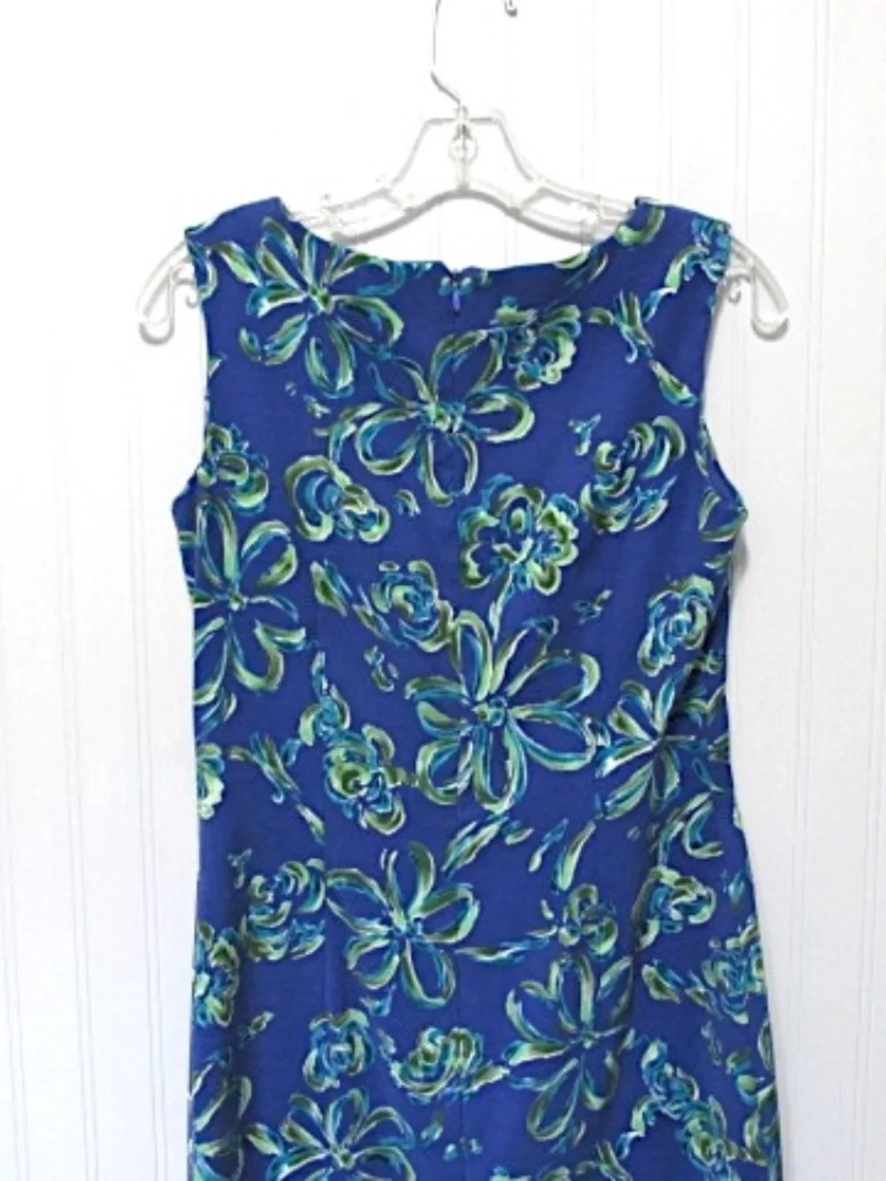John Roberts Azure Blue Green Floral Sleeveless Summer Sheath Dress, Size S - Picture 5 of 9